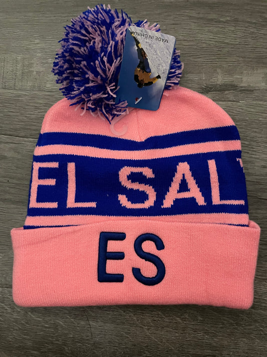 El Salvador Beanie: Pink/Blue